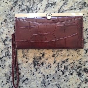 Faux leather Brown wristlet clutch women's size 7"x4"